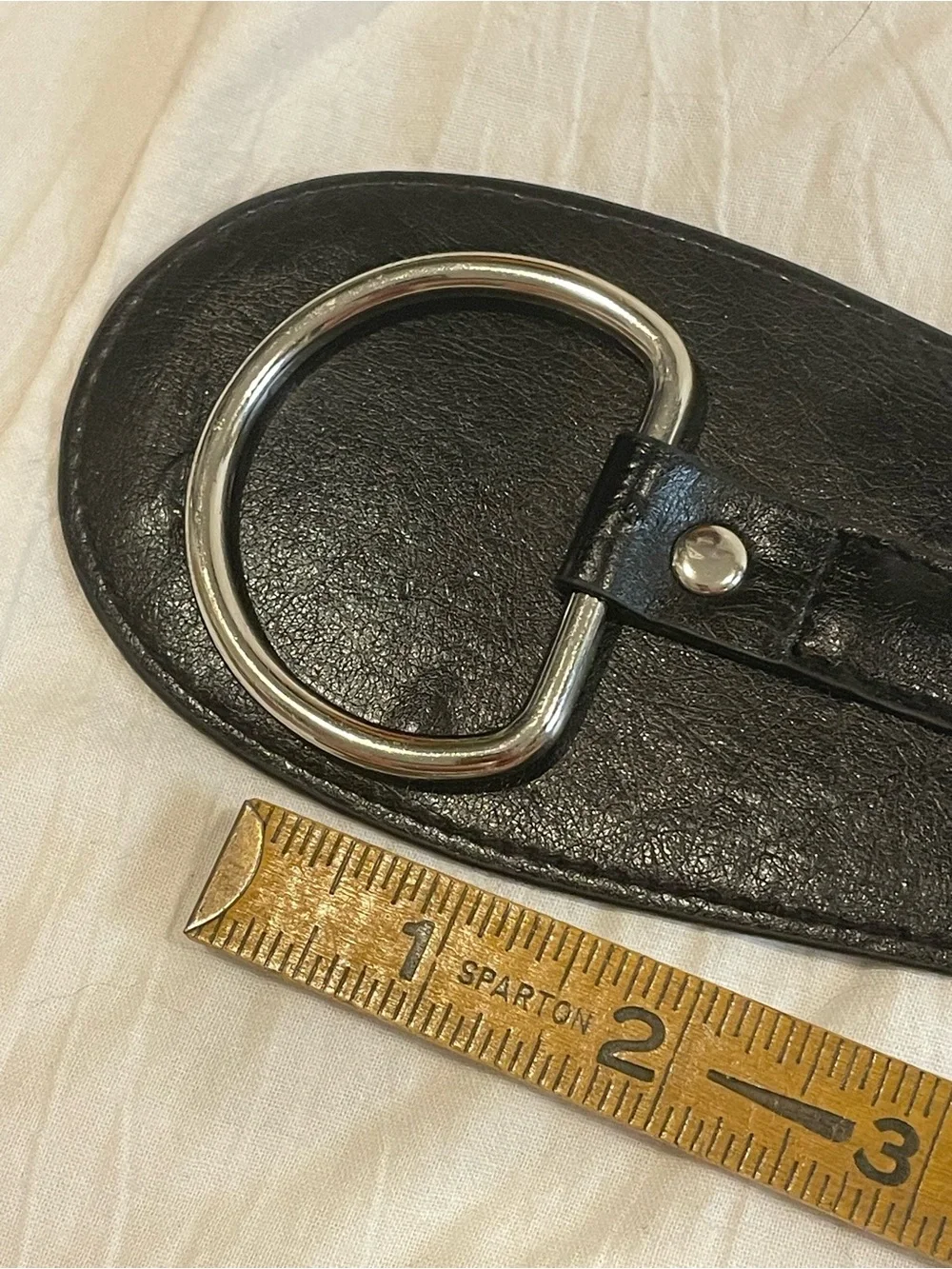 Wide Black Waist Belt Silver O Ring Buckle Statement Cinch Boho Y2K Goth